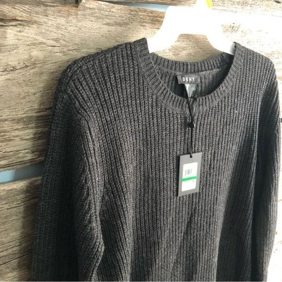 Dkny NWT Size Large Grey/Black Knit Sweater - Picture 2 of 6